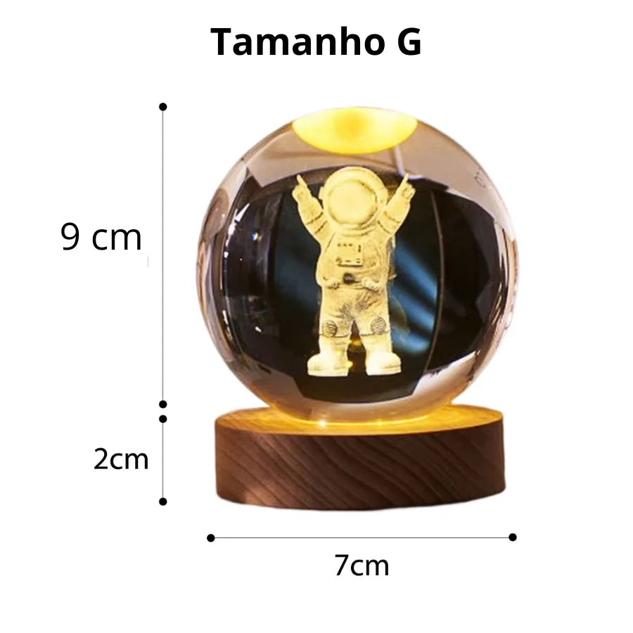 Bola de Crital 3D Abajur Luz Noturna em LED