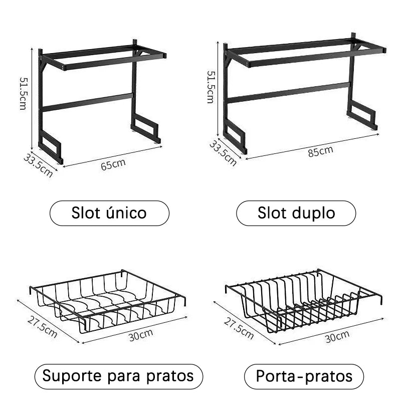 Escorredor de Pratos e Utensílios em Aço Inoxidável